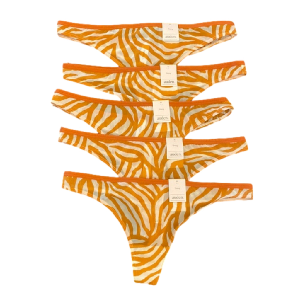 Women’s Auden Orange Striped Thongs Set of 5 NWT Sz M